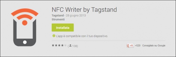 NFC Writer ha ottime recensioni su Google Play